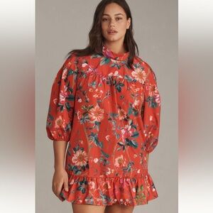 NWT! By Anthropologie Long-Sleeve Mock-Neck Swing Mini Dress - XXS PETITE 🐢